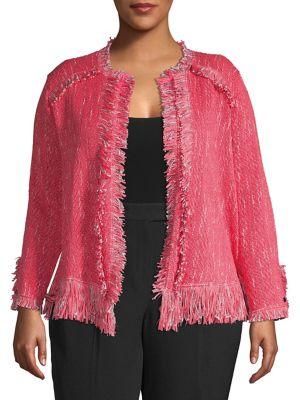 Nic+zoe Plus Open-front Fringe Jacket