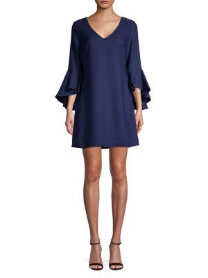Laundry By Shelli Segal Ruffled V-neck Shift Dress