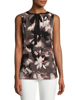 Ellen Tracy Sleeveless Floral Blouse