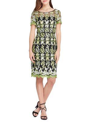 Tahari Arthur S. Levine Petite Scallop Embroidered Sheath Dress