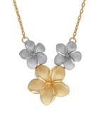 Lord & Taylor 14kb Pdc Yellow And White Gold Tri-flower String Necklace