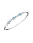 Judith Jack Cubic Zirconia, Crystal, Marcasite, Spinnel And Sterling Silver Bangle Bracelet