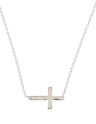 Lord & Taylor Sterling Silver Sideways Cross Necklace