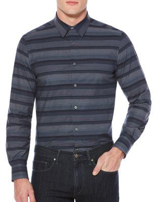Perry Ellis Regular-fit Wide Engineered Button-down Shirt