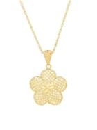 Lord & Taylor 14k Yellow Gold 3d Mesh Flower Pendant Necklace