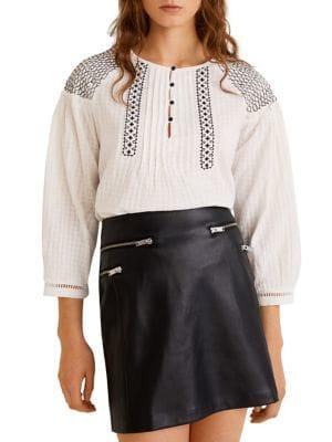 Mango Classic Embroidered Top
