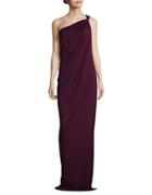 Halston Heritage One-shoulder Draped Jersey Gown