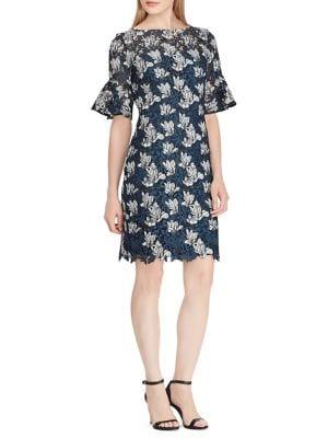 Lauren Ralph Lauren Ruffled-cuff Lace Sheath Dress