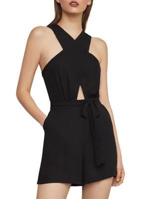 Bcbgmaxazria Crisscross Cut-out Halter Romper