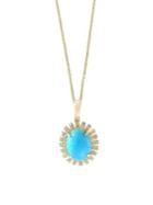 Effy 14k Yellow Gold, Turquesa Diamond And Turquoise Pendant Necklace