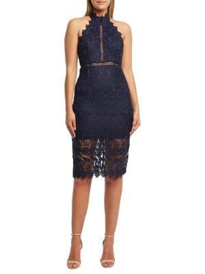 Bardot Noni Halter Lace Sheath Dress