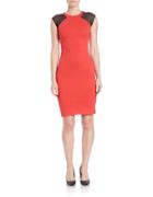 French Connection Mesh-accented Sheath Dress