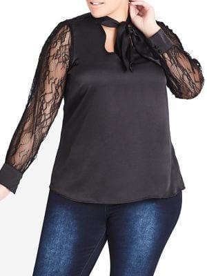 City Chic Plus Sweet Tie-neck Shirt