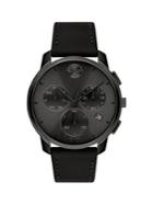 Movado Bold Stainless Steel & Leather-strap Chronograph Watch