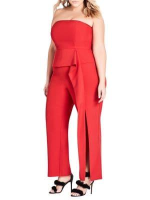 City Chic Plus Fit-&-flare Twister Jumpsuit