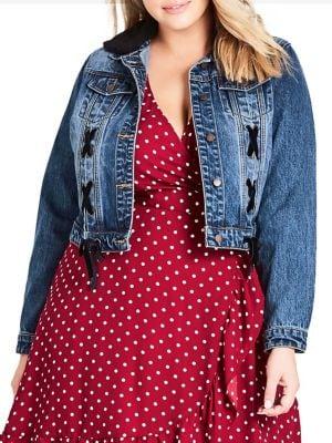 City Chic Plus Faux-fur Denim Braid Jacket