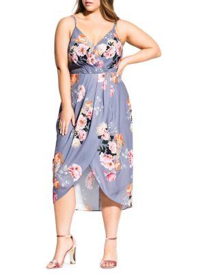 City Chic Plus Florence Floral Faux-wrap Dress