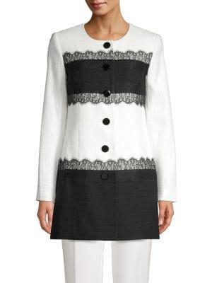 Karl Lagerfeld Paris Longline Contrast Tweed Jacket