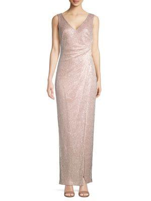 Calvin Klein Ruched Faux Wrap Gown