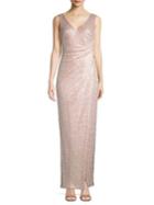 Calvin Klein Ruched Faux Wrap Gown