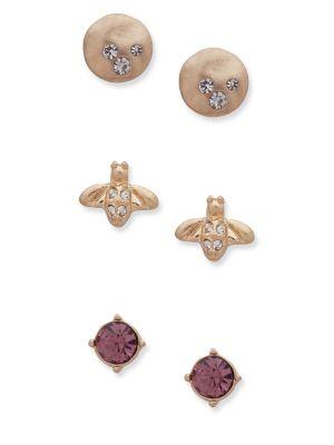 Lonna & Lilly Set Of Three Crystal Stud Earrings