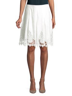 T Tahari Salina Eyelet Embroidered Skirt