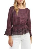 Miss Selfridge Checked Bell-sleeve Cotton Blouse