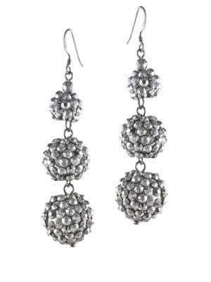 Kenneth Jay Lane Silvertone Glitz Triple Drop Earrings