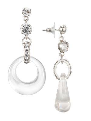 Nina E-lucienne Silvertone Small Resin Disk Drop Earrings