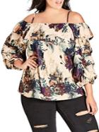 City Chic Plus Cold-shoulder Top