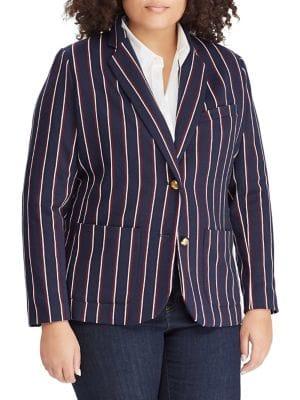 Lauren Ralph Lauren Plus Striped Jacquard Blazer