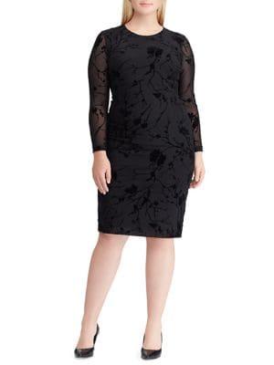 Lauren Ralph Lauren Plus Floral Mesh Sheath Dress