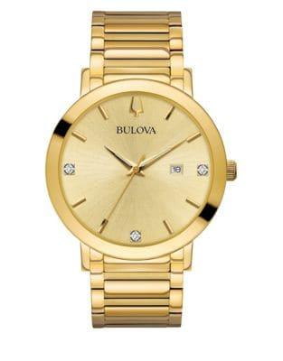 Bulova Modern Diamond & Stainless Steel Yellow Goldtone Bracelet Watch