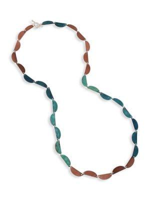 Robert Lee Morris Soho Ombre Silvertone Geometric Half Moon Long Necklace