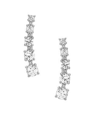 Lord & Taylor Diamond, White Topaz And Sterling Silver Climber Earrings