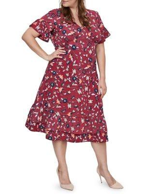 Junarose Plus Floral Ruffle Midi Dress