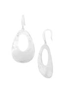 Lord & Taylor Sterling Silver Hammered Oval Drop Earrings