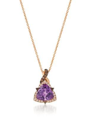 Le Vian Chocolatier Vanilla Diamonds, Chocolate Diamonds, Grape Amethyst And 14k Strawberry Gold Necklace