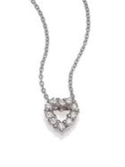 Roberto Coin Tiny Treasures 0.11 Tcw Diamond & 18k White Gold Mini Heart Pendant Necklace