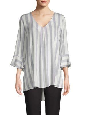B Collection By Bobeau Striped Bell-sleeve Top