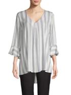 B Collection By Bobeau Striped Bell-sleeve Top