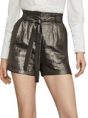 Bcbgmaxazria Metallic Paperbag Waist Shorts