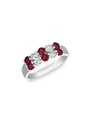 Morris & David 14k White Gold, Diamond & Ruby Ring