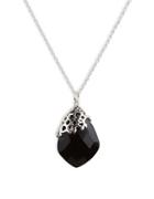 Lord & Taylor Black Onyx And Sterling Silver Pendant Necklace