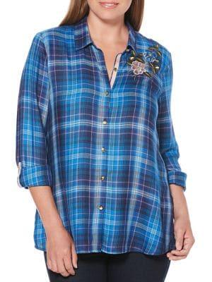 Rafaella Petite Plaid Button Front Shirt