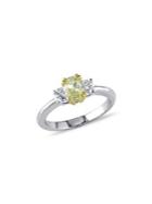 Sonatina 19k White Gold, Yellow Diamond & White Diamond Three-stone Engagement Ring
