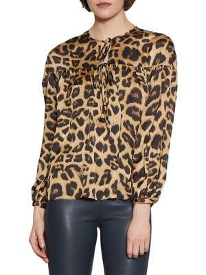 Walter Baker Leopard-print Tie-front Top