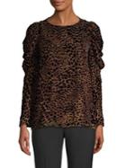 Elie Tahari Noelle Leopard Print Velvet Burnout Blouse