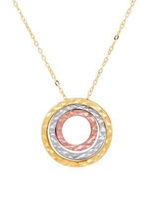 Lord & Taylor 14k Yellow, White And Rose Gold Chain Pendant Necklace