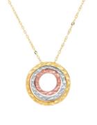 Lord & Taylor 14k Yellow, White And Rose Gold Chain Pendant Necklace